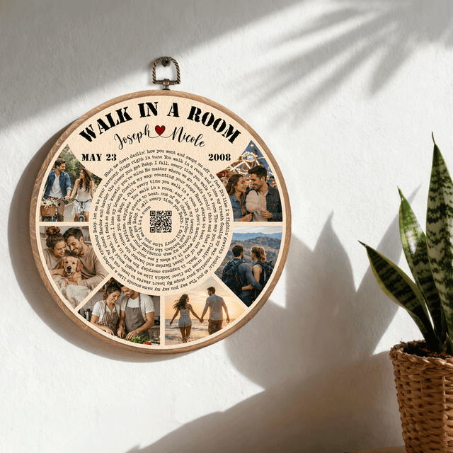 Personalized Song Lyrics Vinyl Record - Framed Round Wall Art - KAMI14