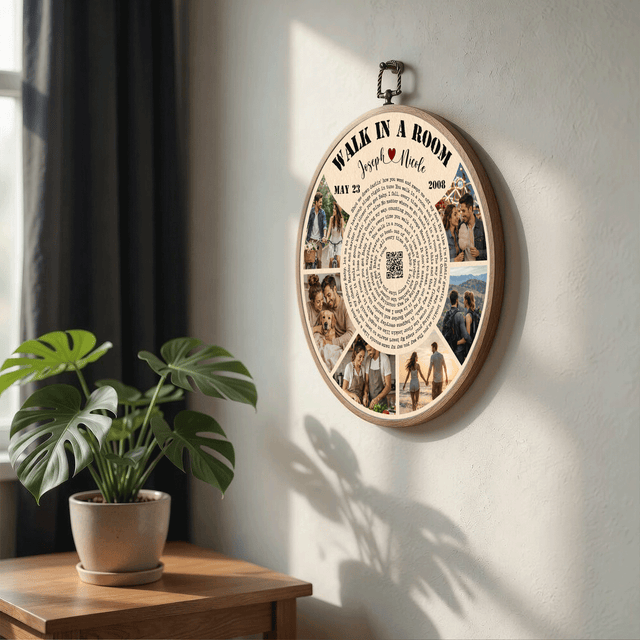Personalized Song Lyrics Vinyl Record - Framed Round Wall Art - KAMI14