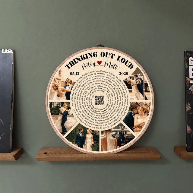 Personalized Song Lyrics Vinyl Record - Framed Round Wall Art - KAMI14