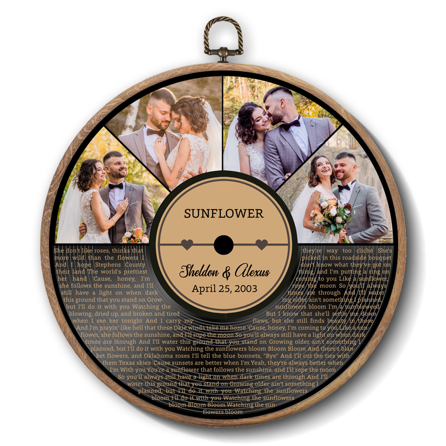 Personalized Song Lyrics Vinyl Record - Framed Round Wall Art - KAMI19