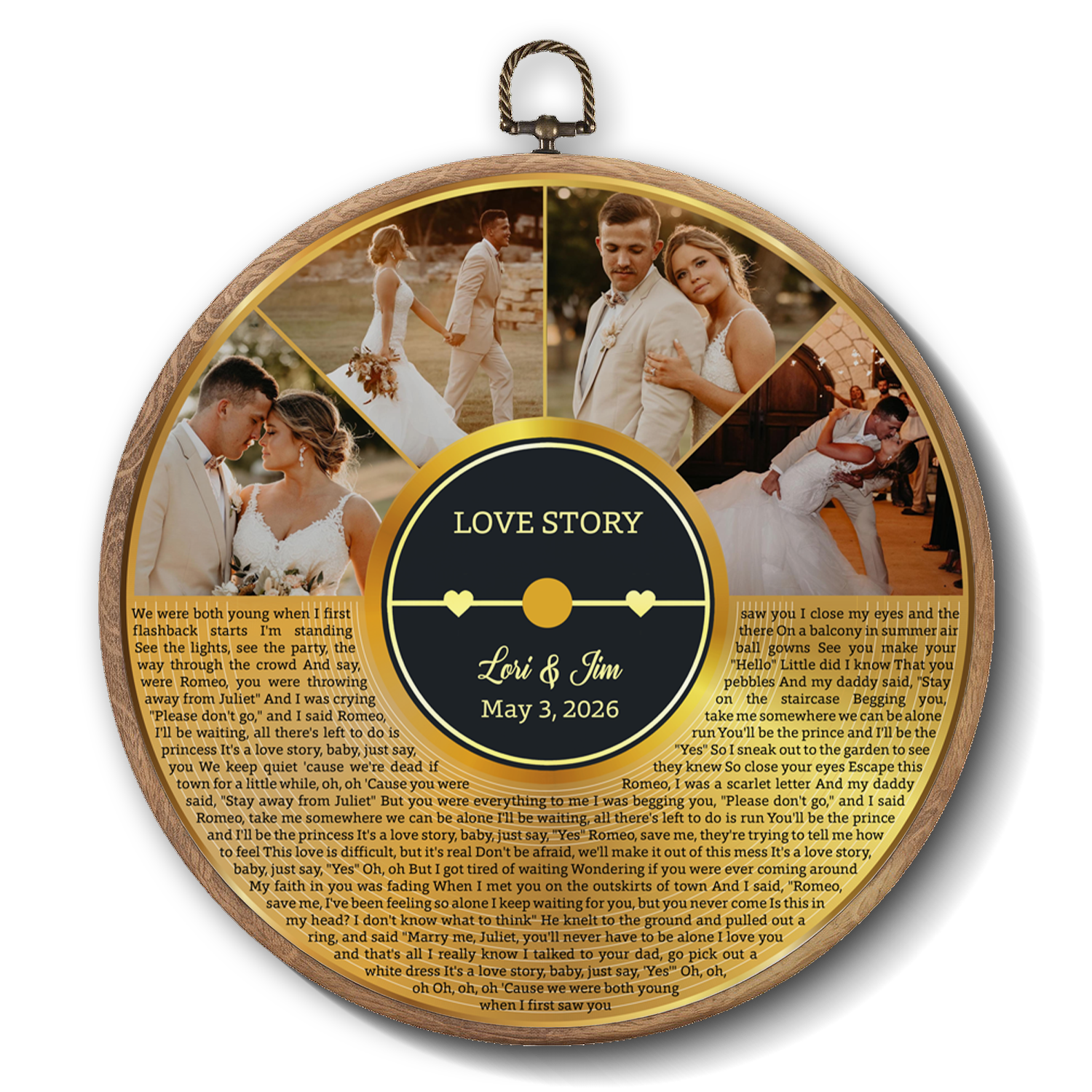 Personalized Song Lyrics Vinyl Record - Framed Round Wall Art - KAMI19