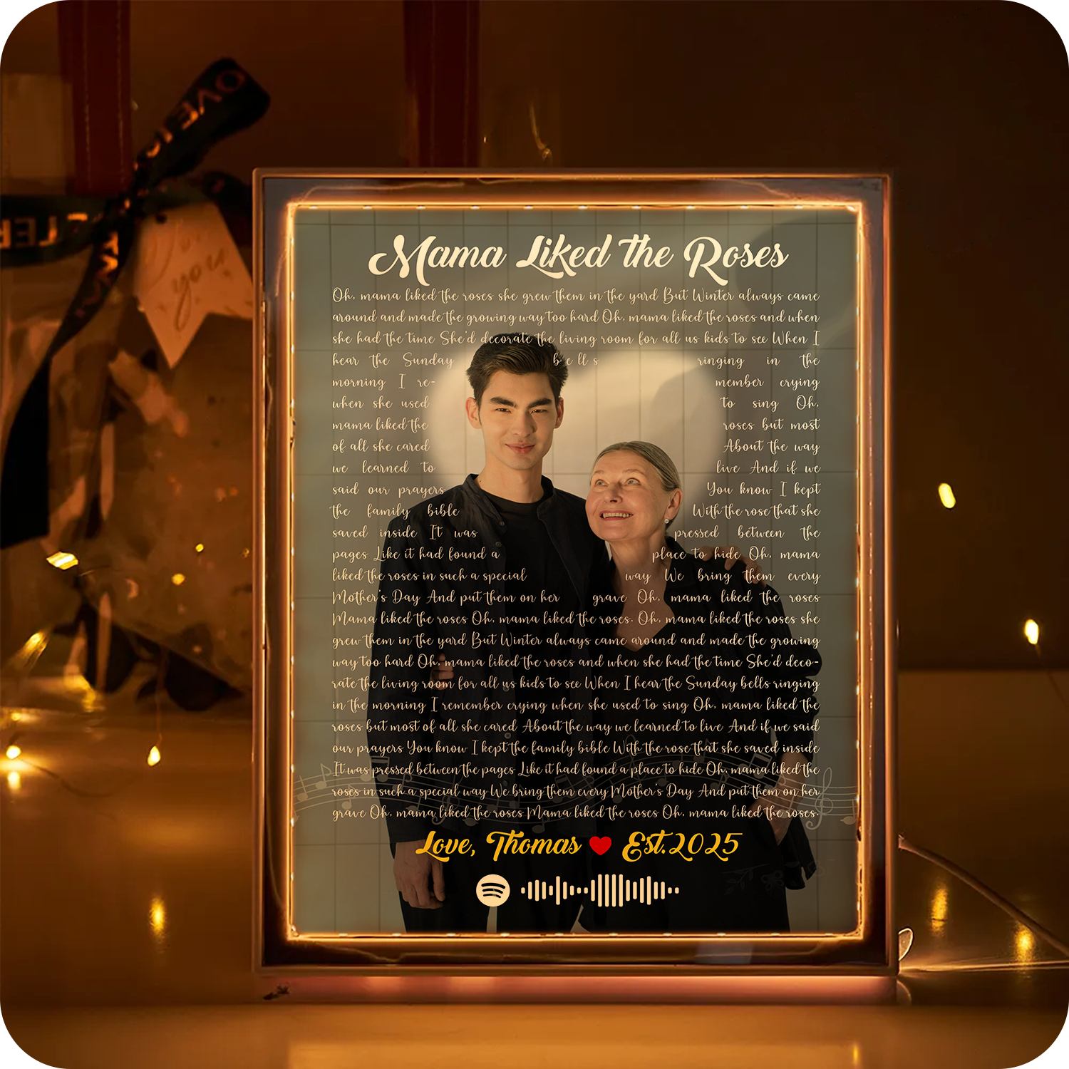 Personalized Photo, Song Lyrics & Name - Custom LED Mirror Frame Lamp