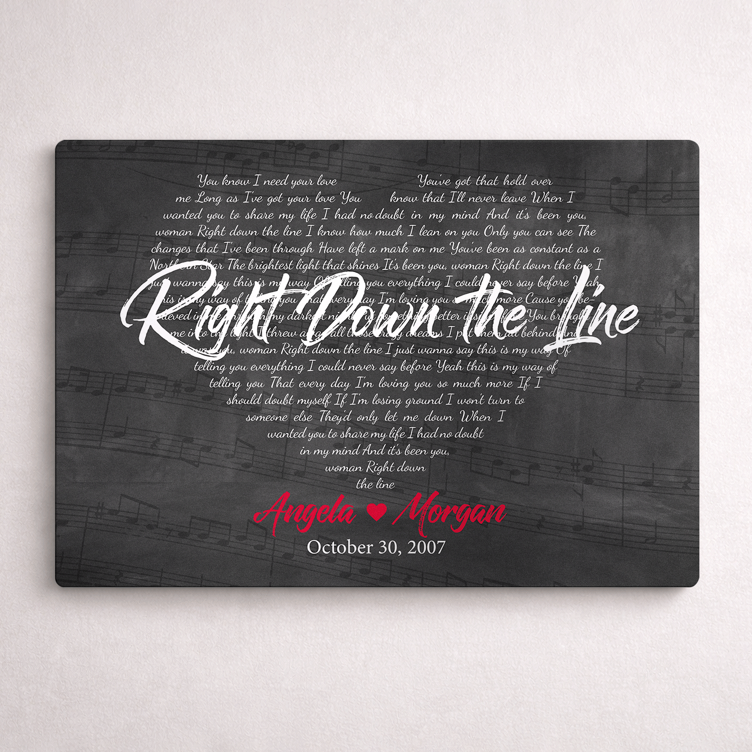 Personalized Heart Shape Song Lyrics Metal Print