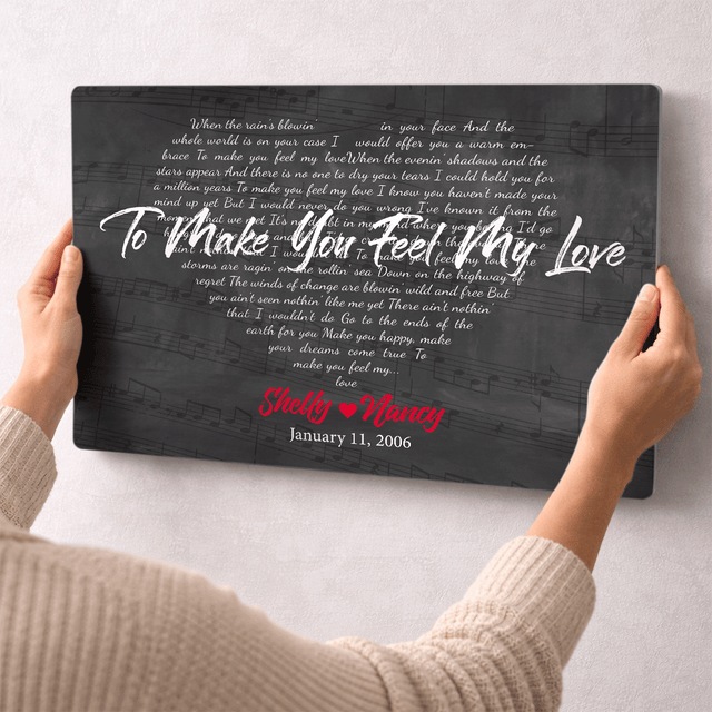 Personalized Heart Shape Song Lyrics Metal Print