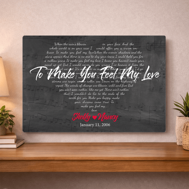 Personalized Heart Shape Song Lyrics Metal Print