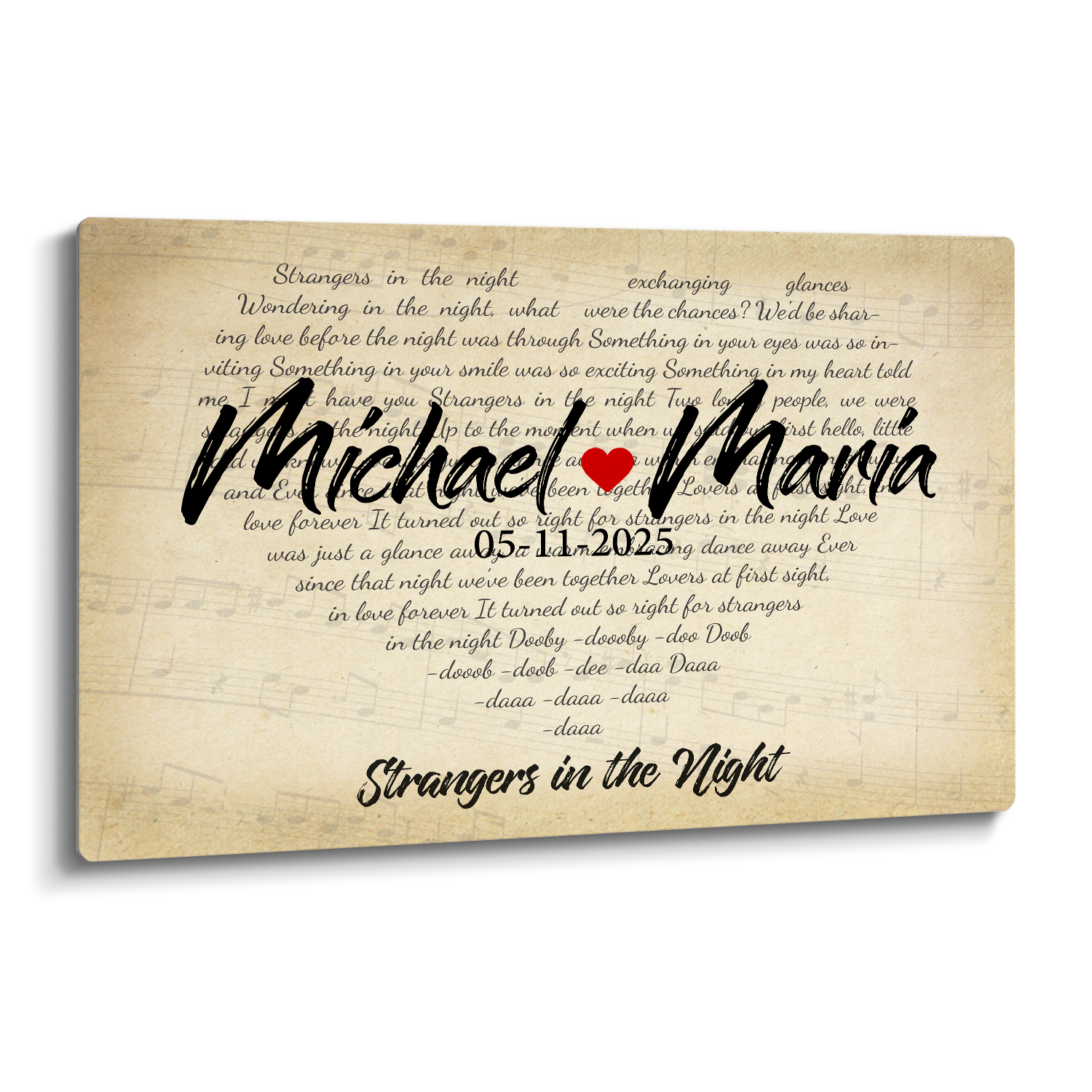 Personalized Vintage Song Lyrics Metal Print