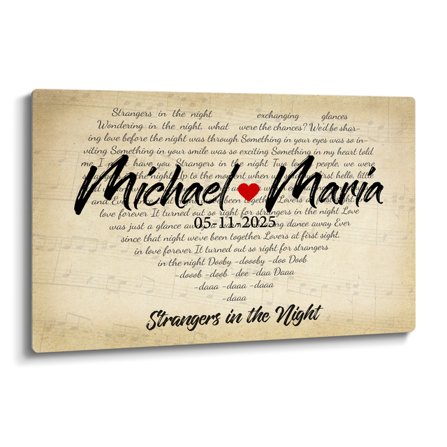 Personalized Vintage Song Lyrics Metal Print