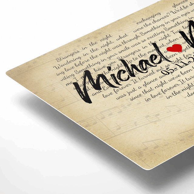 Personalized Vintage Song Lyrics Metal Print