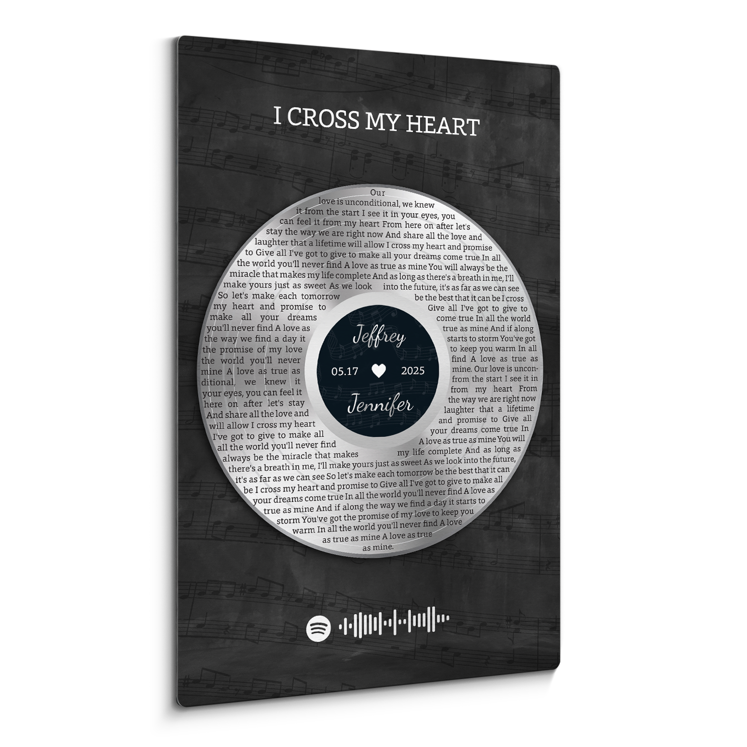 Personalized Anniversary Song Lyrics Metal Print