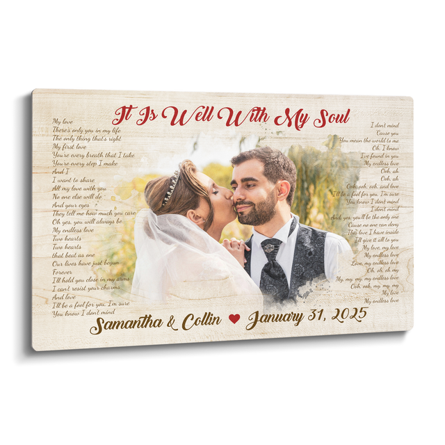 Personalized Wedding Photo & Song Lyrics Metal Print