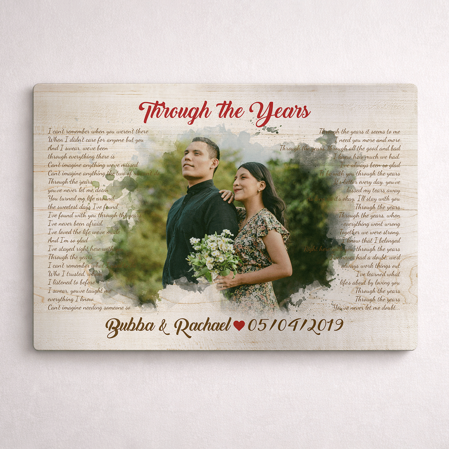 Personalized Wedding Photo & Song Lyrics Metal Print