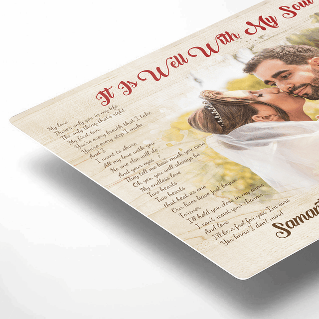 Personalized Wedding Photo & Song Lyrics Metal Print