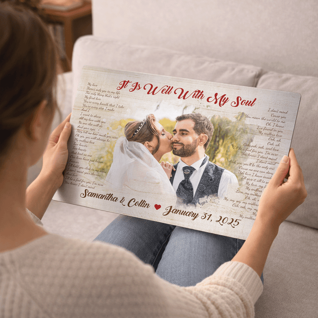 Personalized Wedding Photo & Song Lyrics Metal Print