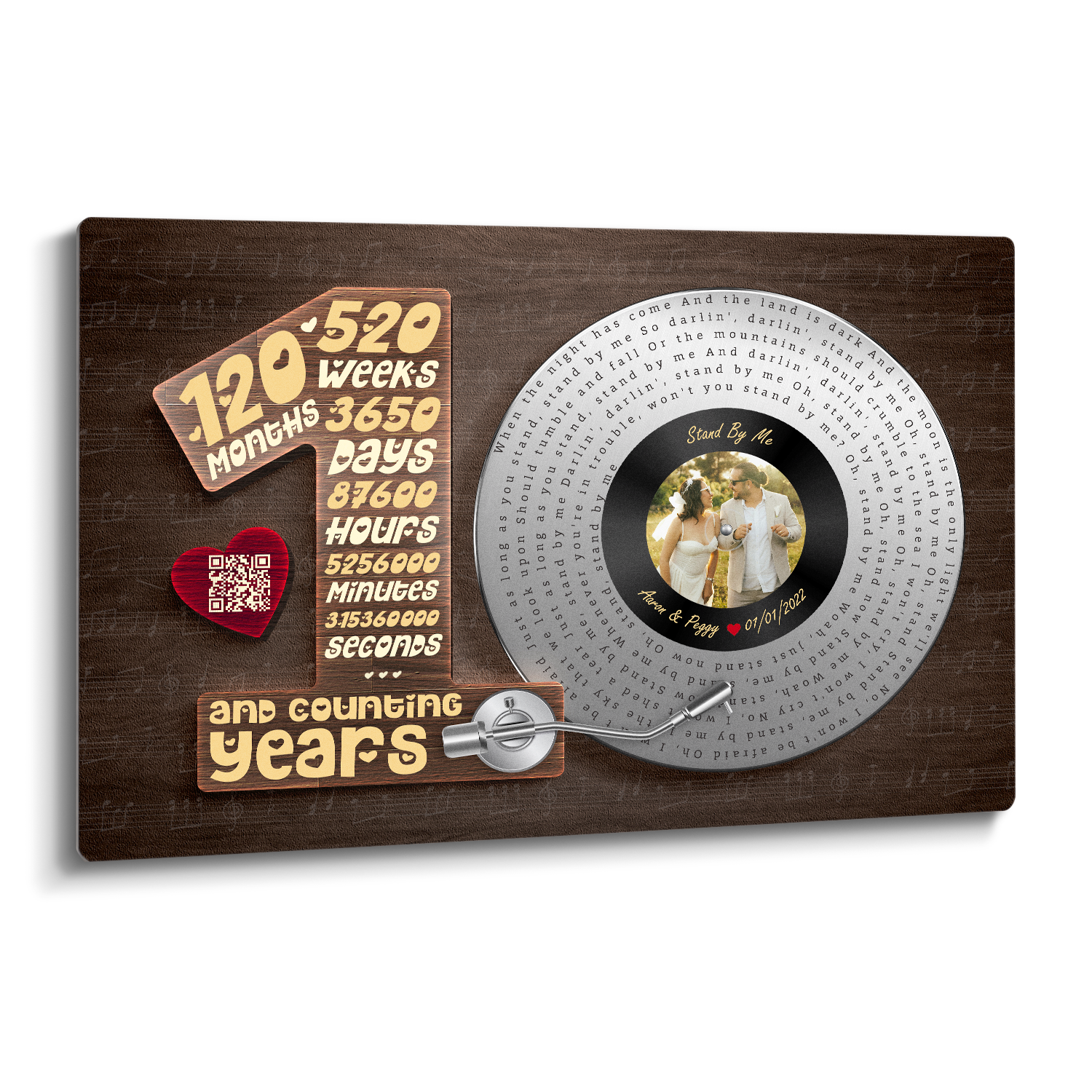 Personalized 10th Anniversary Vinyl Metal Print