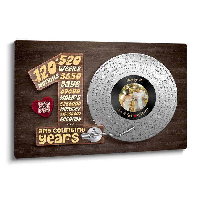 Personalized 10th Anniversary Vinyl Metal Print