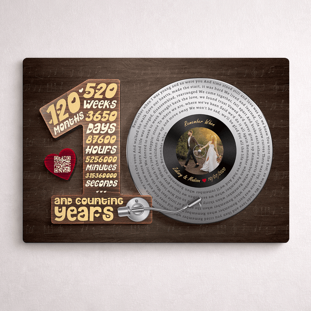 Personalized 10th Anniversary Vinyl Metal Print