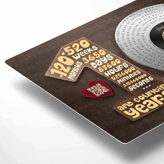 Personalized 10th Anniversary Vinyl Metal Print