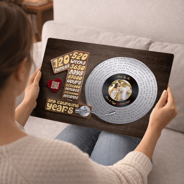 Personalized 10th Anniversary Vinyl Metal Print