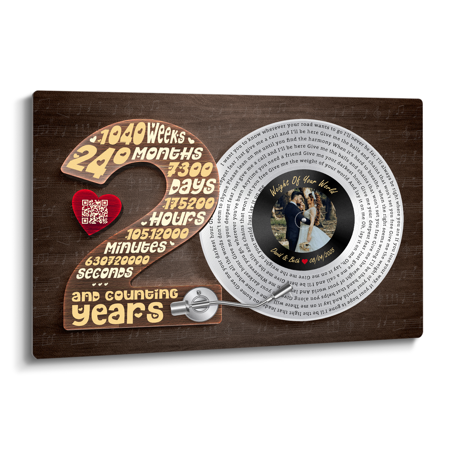 Personalized 20th Anniversary Vinyl Record Metal Print