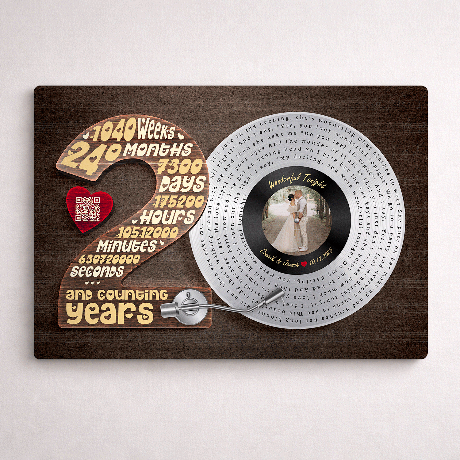 Personalized 20th Anniversary Vinyl Record Metal Print