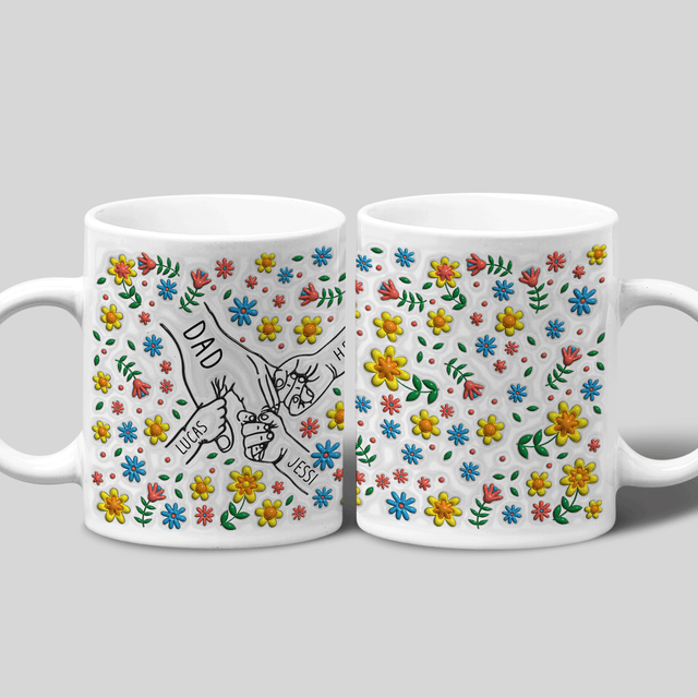 Holding Hand Flower Custom 3D Inflated Effect Printed Mug