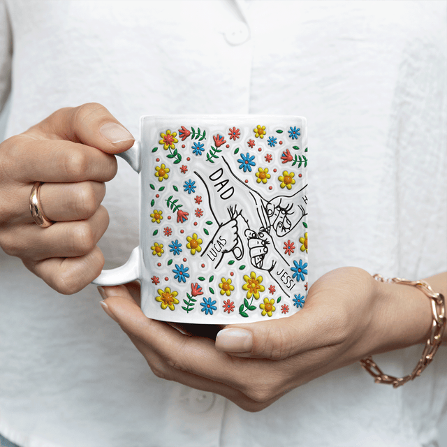 Holding Hand Flower Custom 3D Inflated Effect Printed Mug