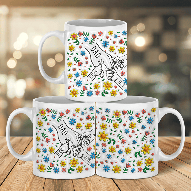 Holding Hand Flower Custom 3D Inflated Effect Printed Mug