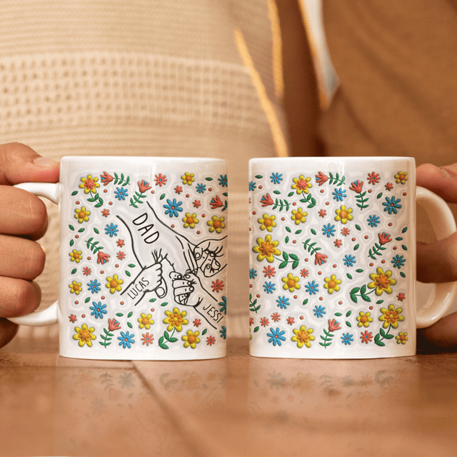 Holding Hand Flower Custom 3D Inflated Effect Printed Mug