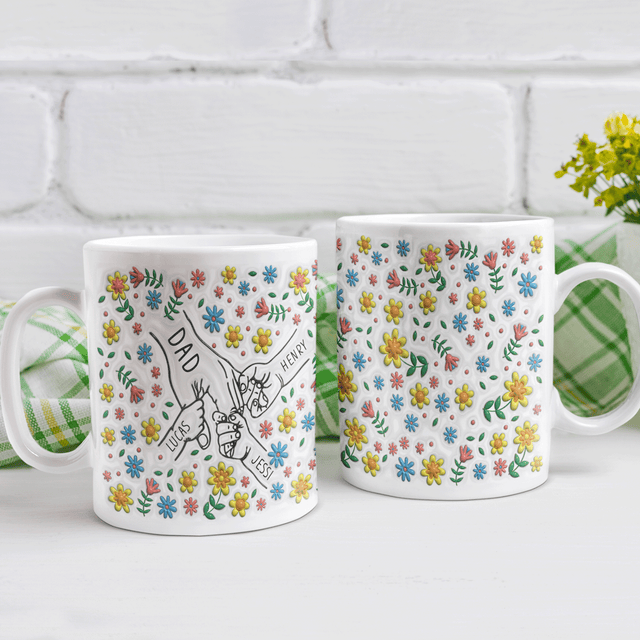 Holding Hand Flower Custom 3D Inflated Effect Printed Mug