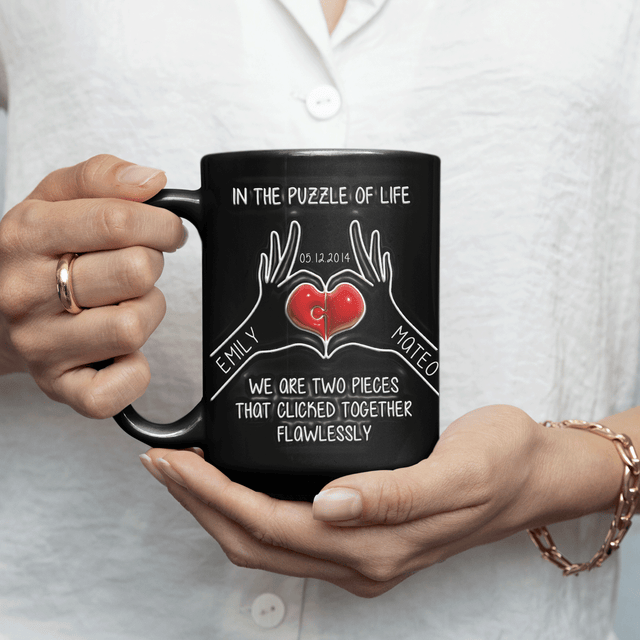 Heart Puzzle Couple Custom 3D Inflated Effect Printed Photo Mug