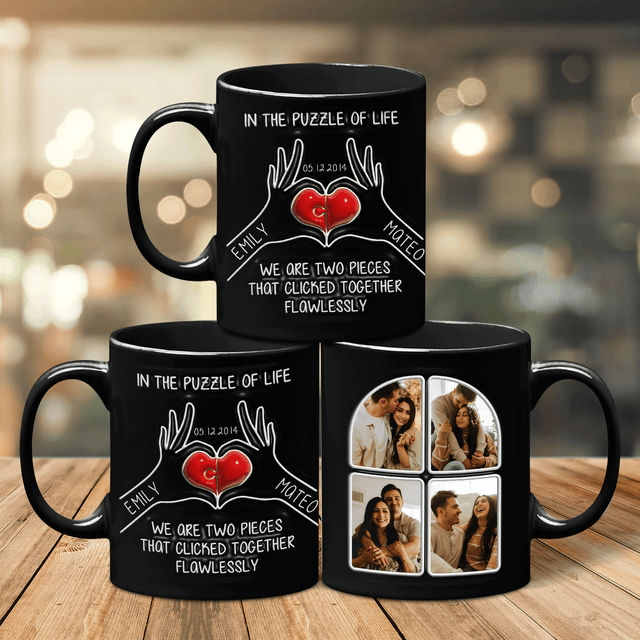 Heart Puzzle Couple Custom 3D Inflated Effect Printed Photo Mug