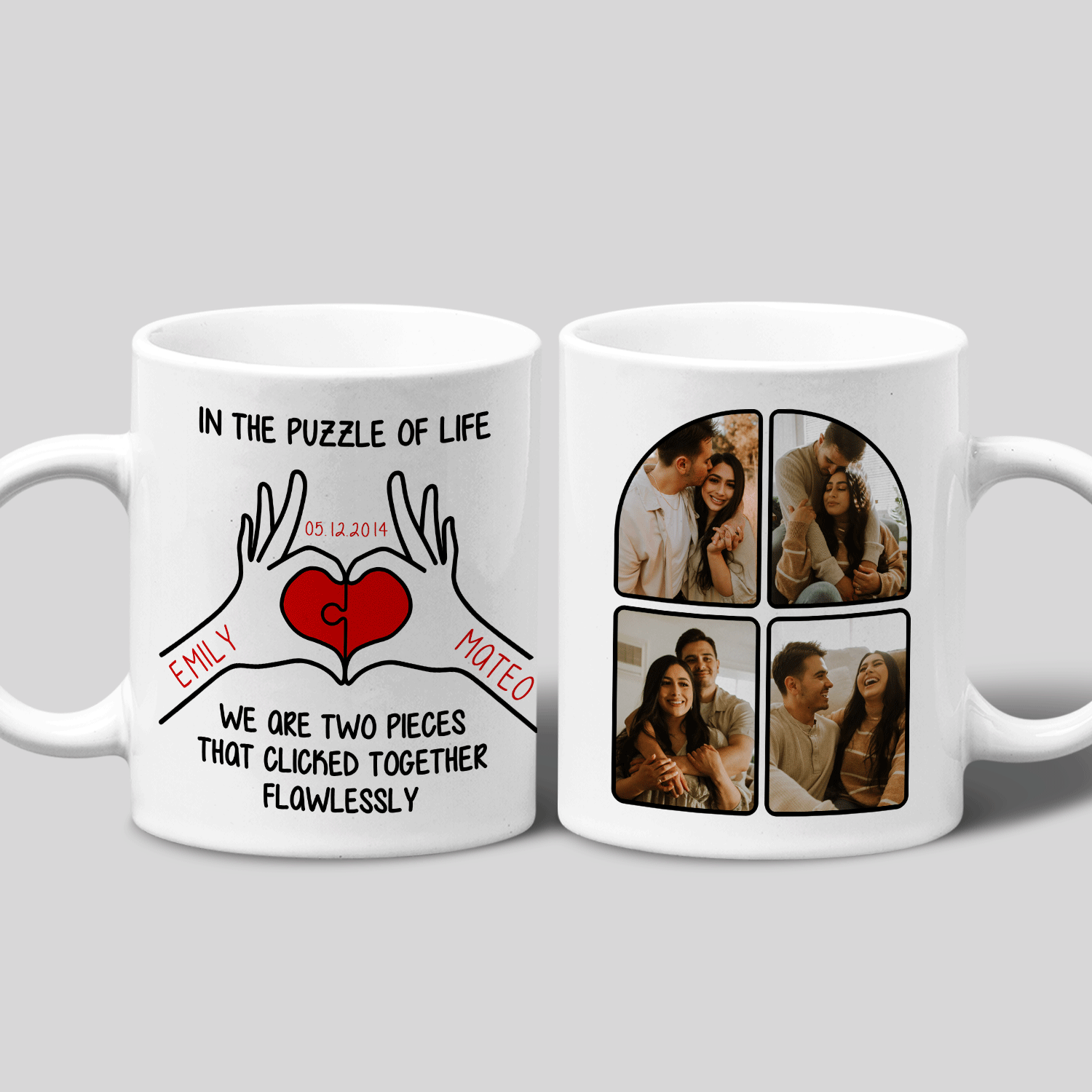 Two Pieces Clicked Together Custom 3D Inflated Effect Printed Mug