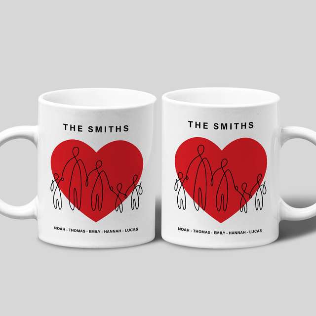 Family Red Heart Custom 3D Inflated Effect Printed Mug