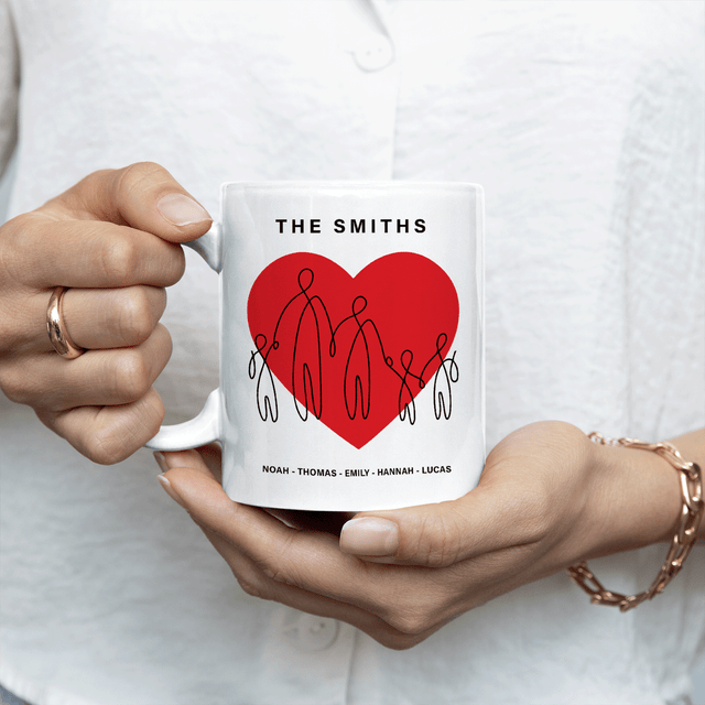 Family Red Heart Custom 3D Inflated Effect Printed Mug