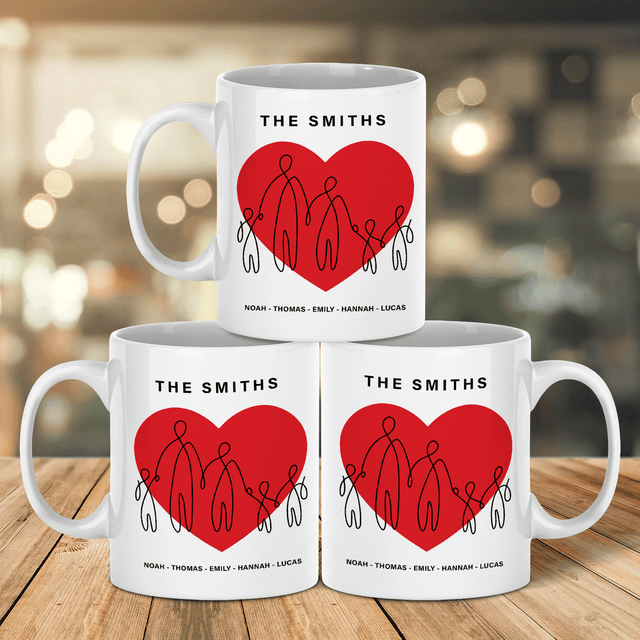 Family Red Heart Custom 3D Inflated Effect Printed Mug