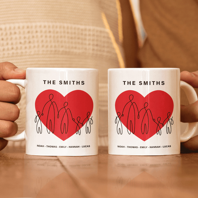 Family Red Heart Custom 3D Inflated Effect Printed Mug