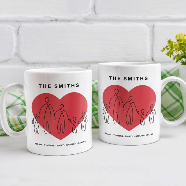 Family Red Heart Custom 3D Inflated Effect Printed Mug