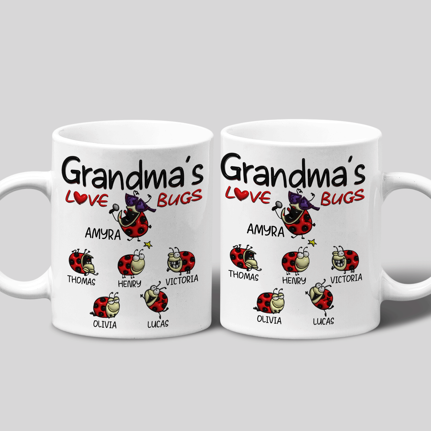 Grandma's Love Bugs Custom 3D Inflated Effect Printed Mug
