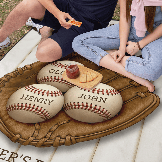 We Caught the Best Dad – Custom Baseball Themed Picnic Blanket
