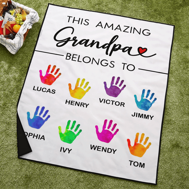 Custom Grandpa Belongs To Picnic Blanket