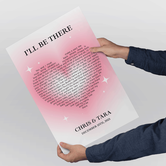Heart Shaped Song Lyrics Framed Art Print, Tickled Pink Color