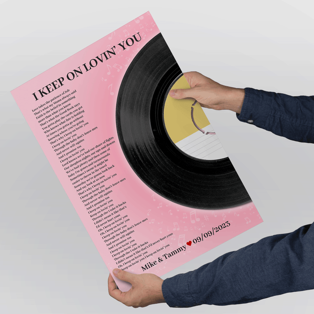 Personalized Song Lyrics Vinyl Record, Tickled Pink Framed Art Print