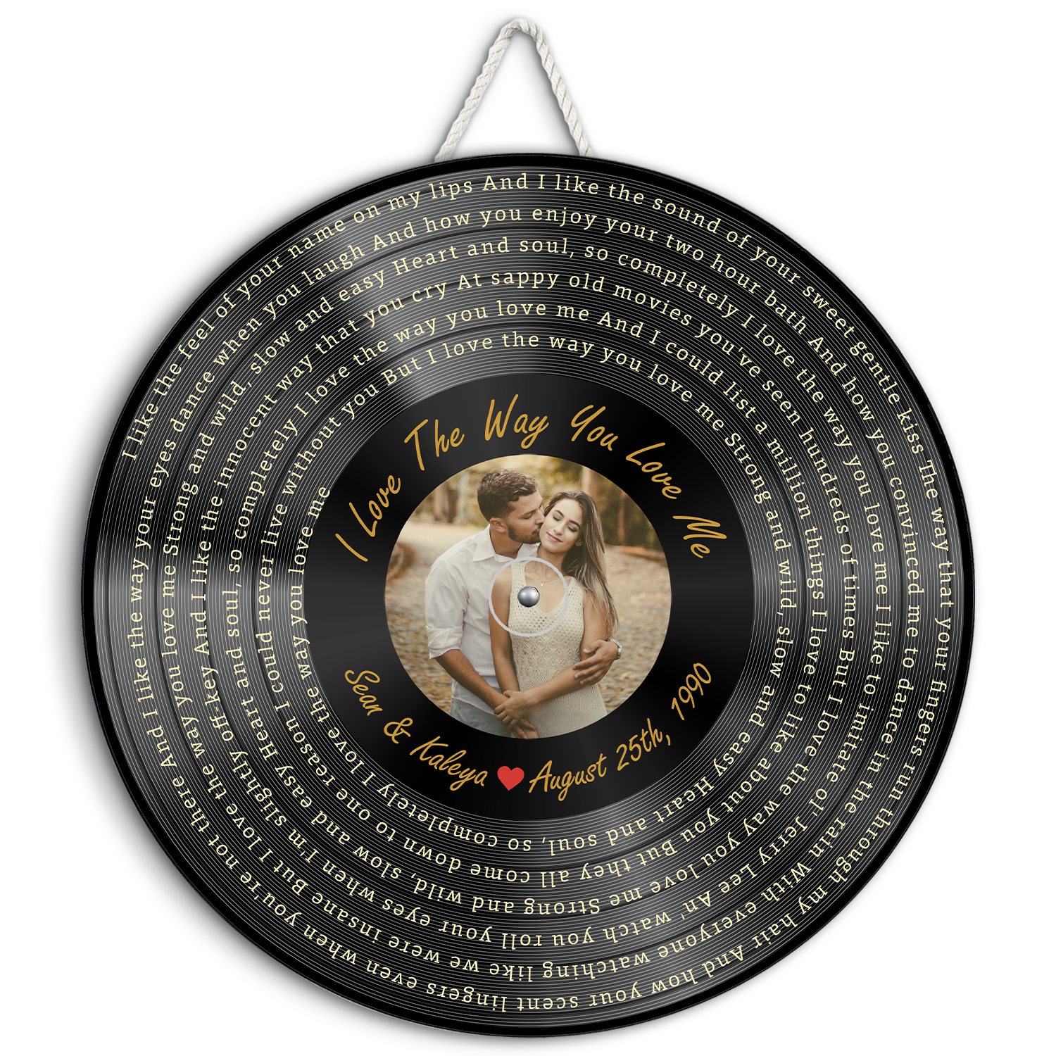 Custom Song Lyrics, Vinyl Record Art, Upload Photo, Customizable Song Name And Text Round Wood Sign