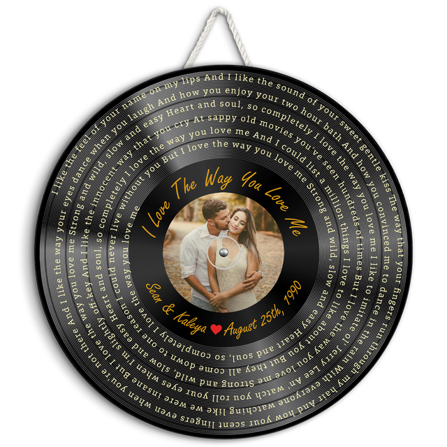 Custom Song Lyrics, Vinyl Record Art, Upload Photo, Customizable Song Name And Text Round Wood Sign