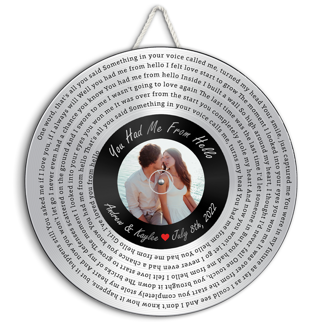 Custom Song Lyrics, Vinyl Record Art, Upload Photo, Customizable Song Name And Text Round Wood Sign