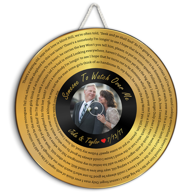 Custom Song Lyrics, Vinyl Record Art, Upload Photo, Customizable Song Name And Text Round Wood Sign