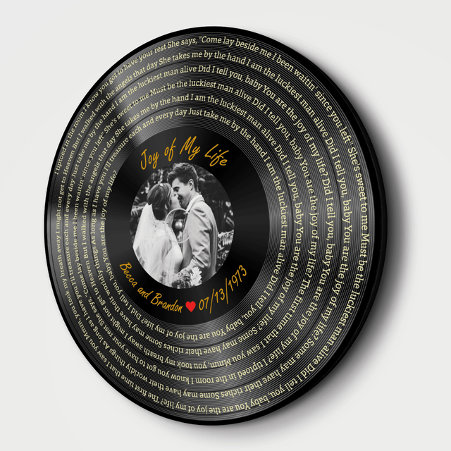 Custom Song Lyrics, Vinyl Record Art, Upload Photo, Customizable Song Name And Text Round Wood Sign