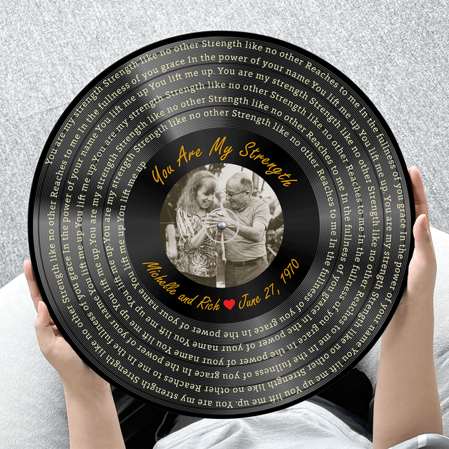 Custom Song Lyrics, Vinyl Record Art, Upload Photo, Customizable Song Name And Text Round Wood Sign