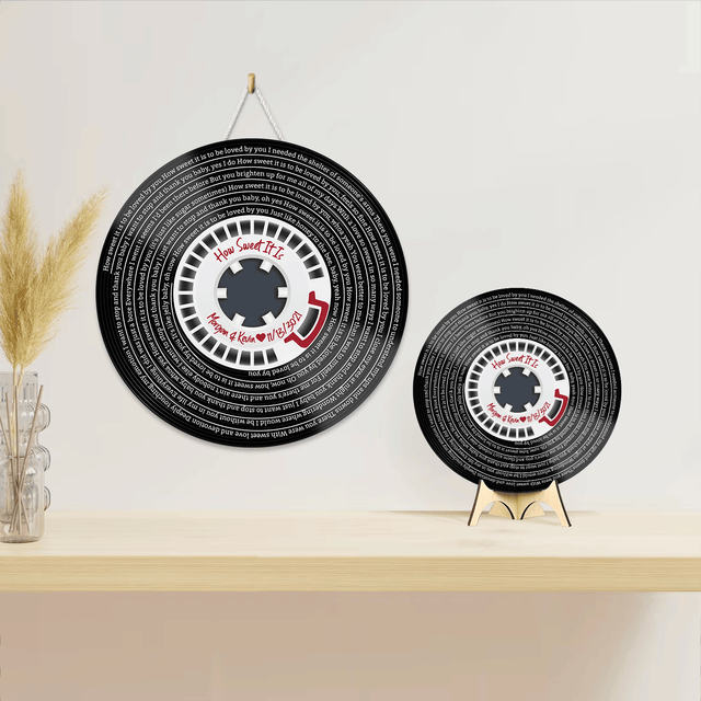 Custom Song Lyrics, Supply Reel Cassette, Customizable Song Name And Text Round Wood Sign