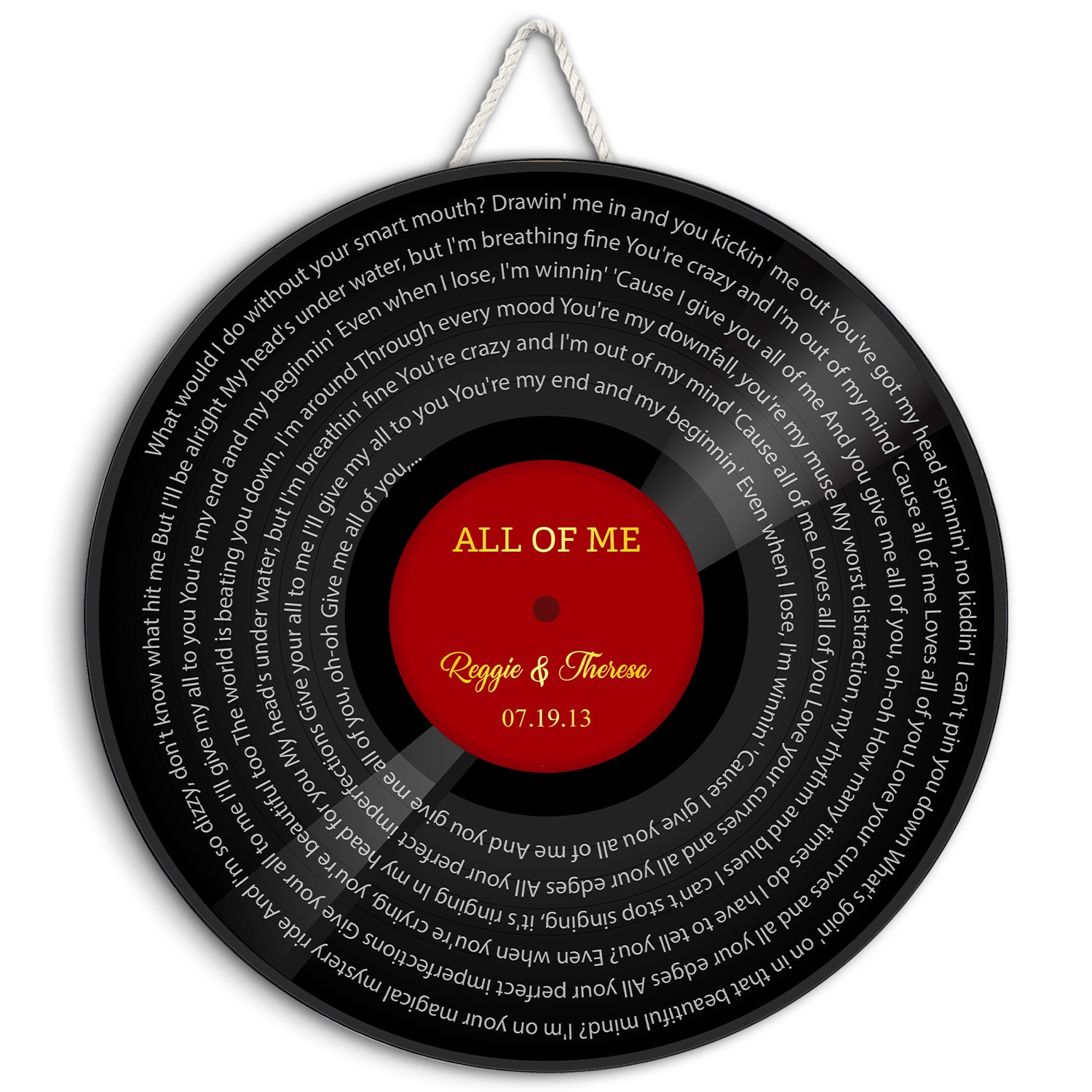 Custom Song Lyrics, Vinyl Record Art, Customizable Song Name And Text Round Wood Sign